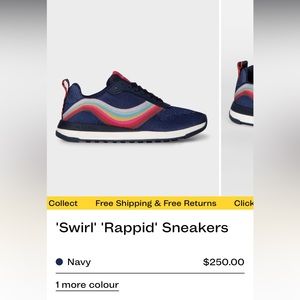 Paul Smith Size 6 Navy Sneakers With Rainbow Detailing